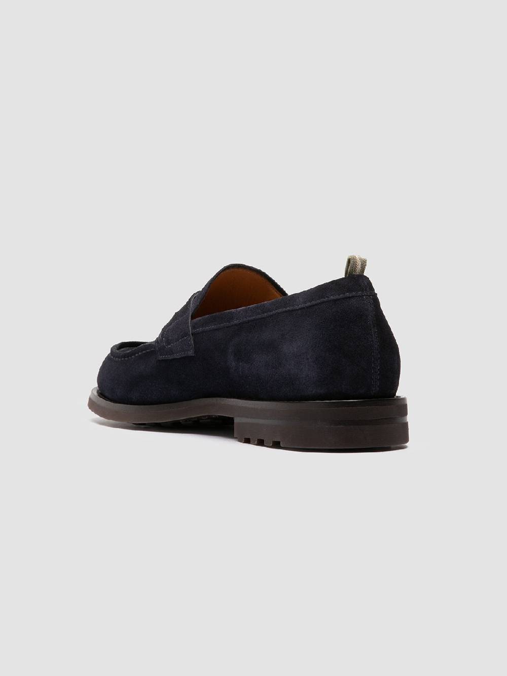 Officine Creative BELMONDO 006 Mocassini Penny in Pelle Scamosciata Blu Nuovo