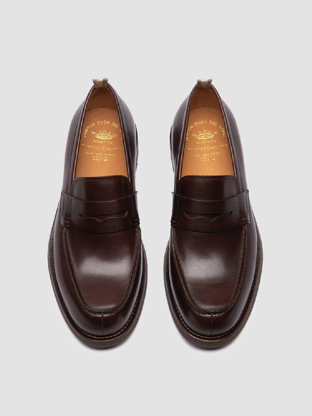 Officine Creative BELMONDO 006 Mocassini Penny in Pelle Scamosciata Marrone Qualità