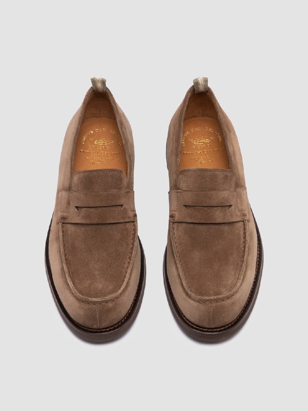 Officine Creative BELMONDO 006 Mocassini Penny in Pelle Scamosciata Tortora Vendita