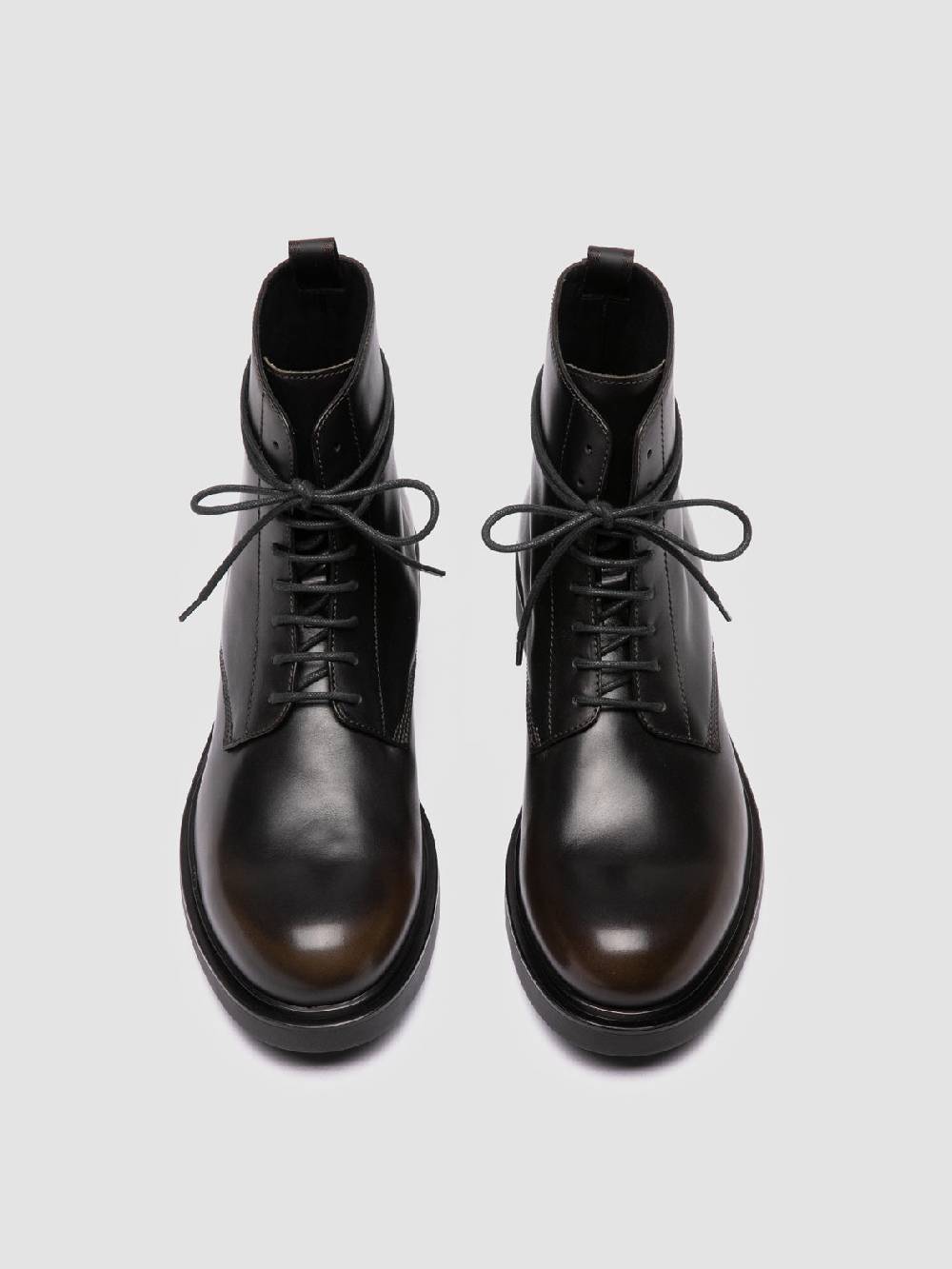 Officine Creative ENGINEER 005 Stivali Stringati in Pelle Verde Pezzi Unici