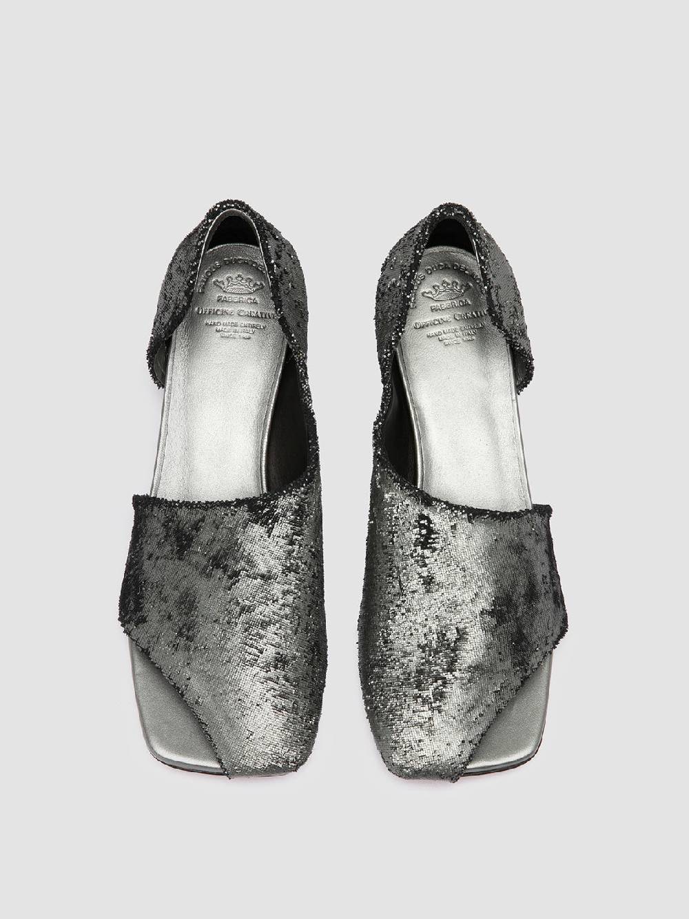 Officine Creative TESSA 009 Silver Leather Mule Sandals In Saldo