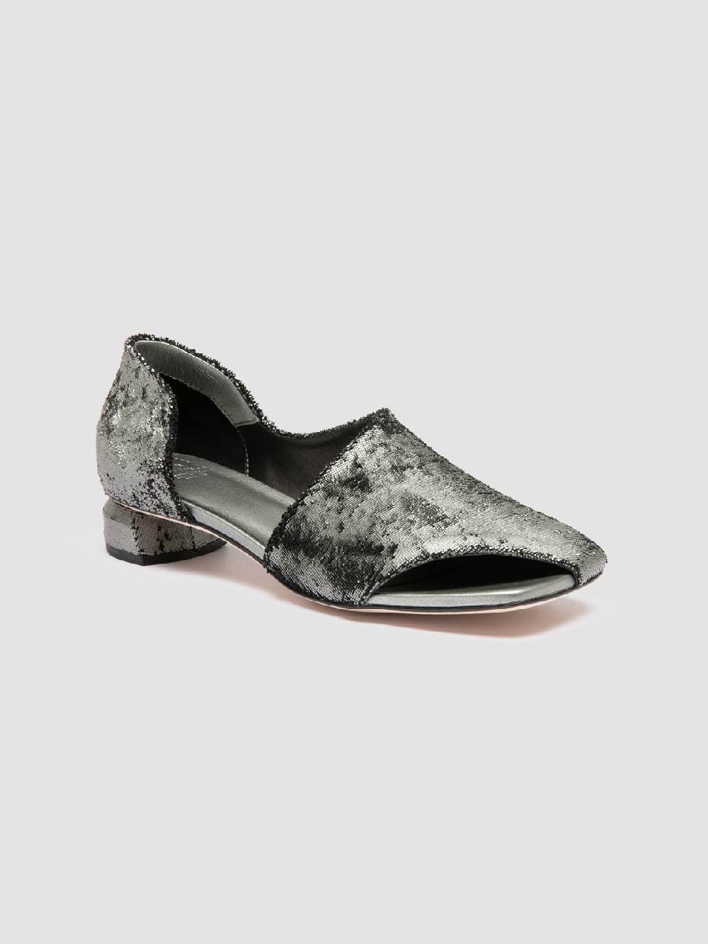 Officine Creative TESSA 009 Silver Leather Mule Sandals In Saldo
