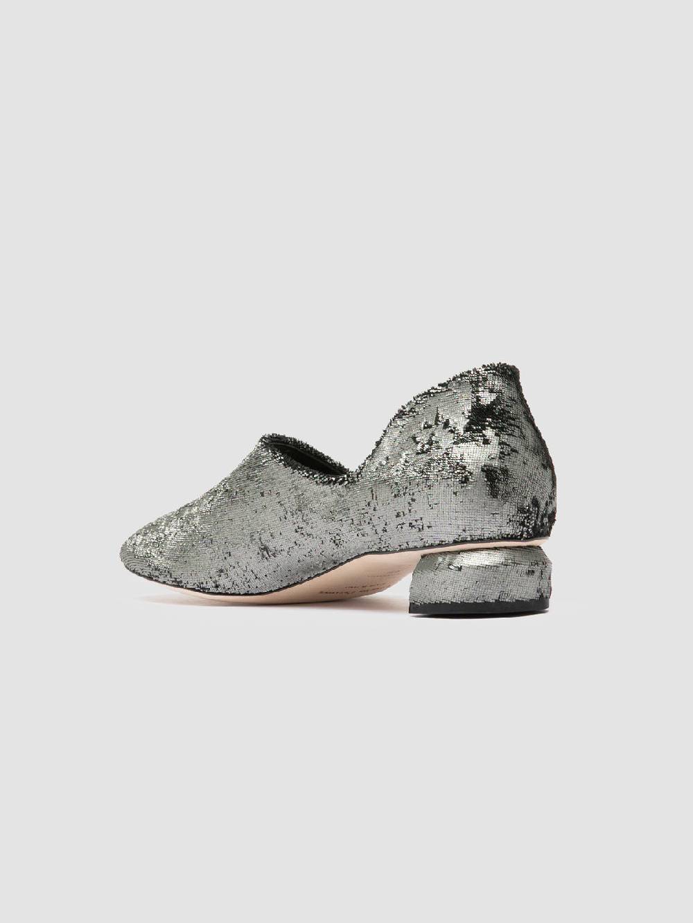 Officine Creative TESSA 009 Silver Leather Mule Sandals In Saldo