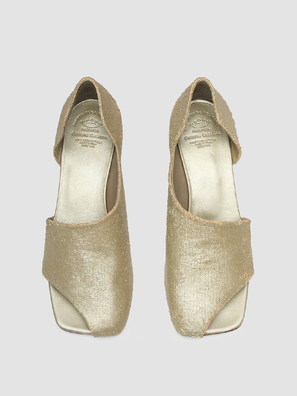 Officine Creative TESSA 009 Gold Leather Mule Sandals Nuova
