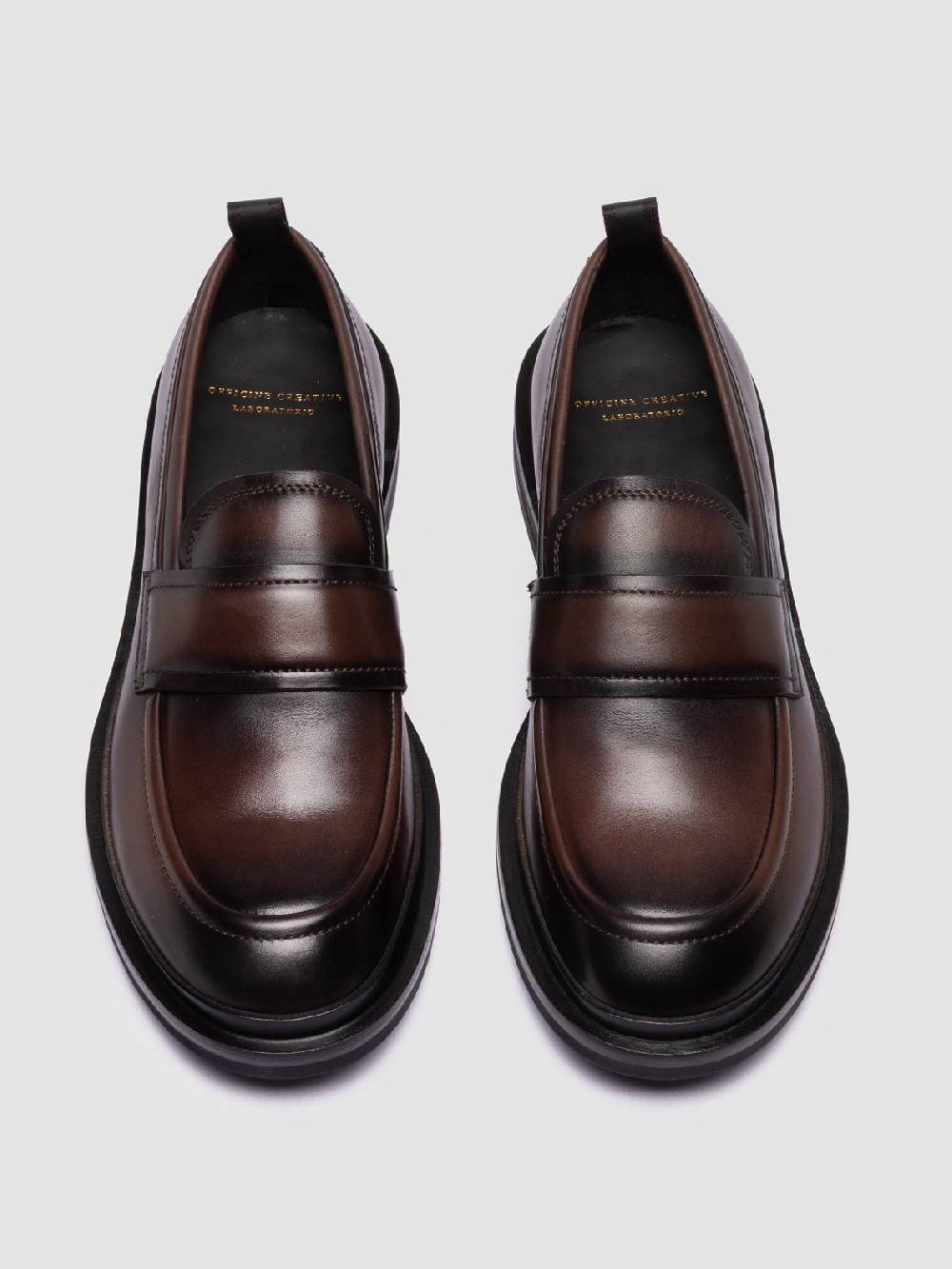 Officine Creative MAJOR 003 Mocassini Penny in Pelle Marrone Fino Al -60%