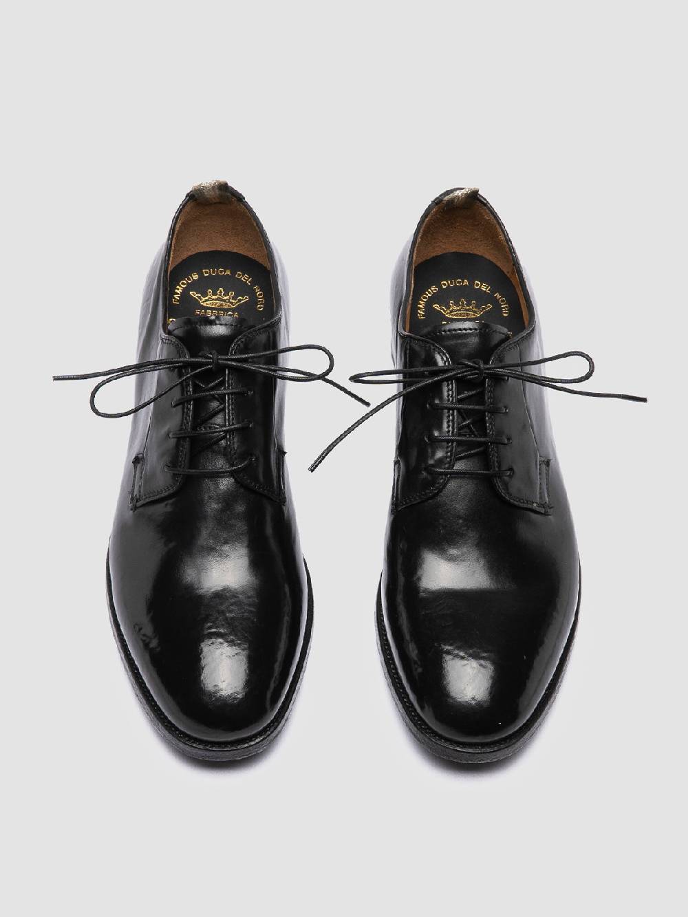 Officine Creative VANDERBILT CAOU 013 Scarpe Derby Nere in Pelle Sottocosto