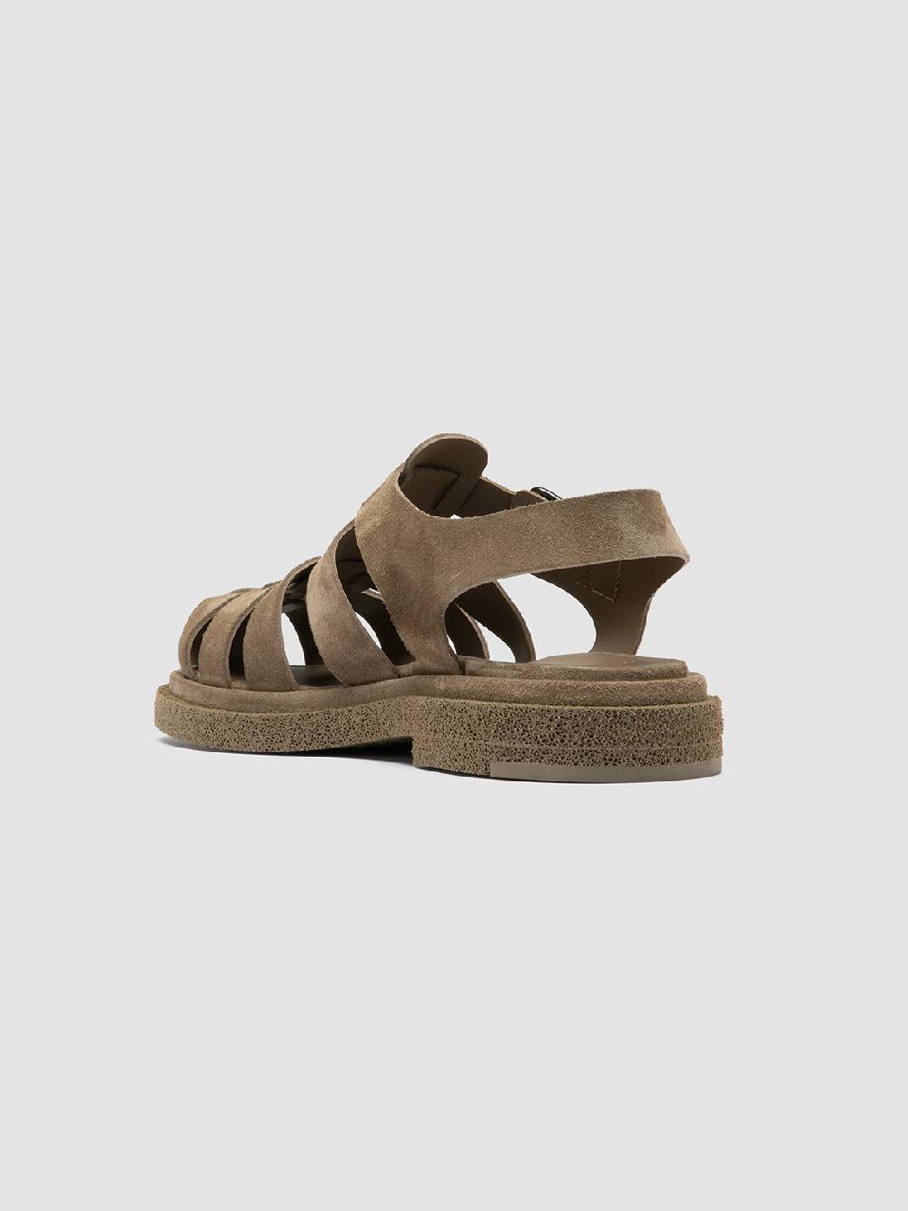 Officine Creative TONAL 18 Taupe Suede Sandals In Vendita