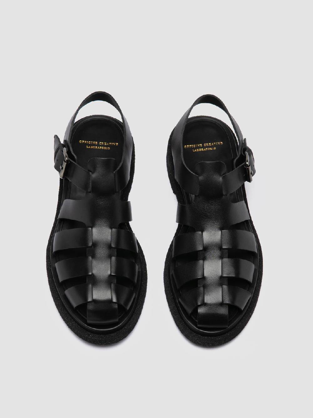 Officine Creative TONAL 18 Black Leather Sandals Saldi