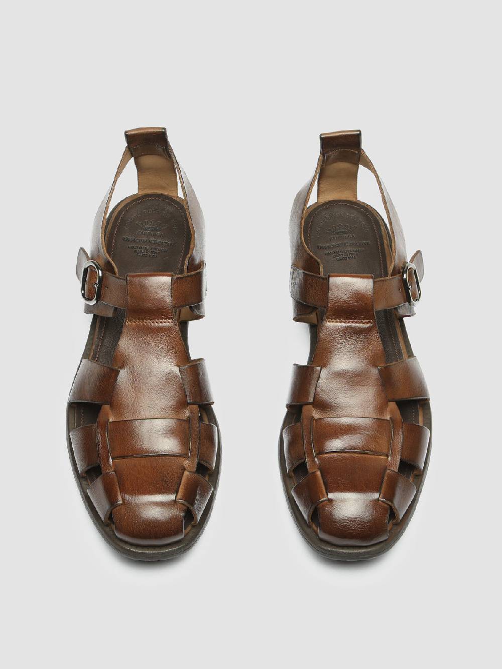 Officine Creative CHRONICLE 145 Sandali in Pelle Marrone Vendita Calda