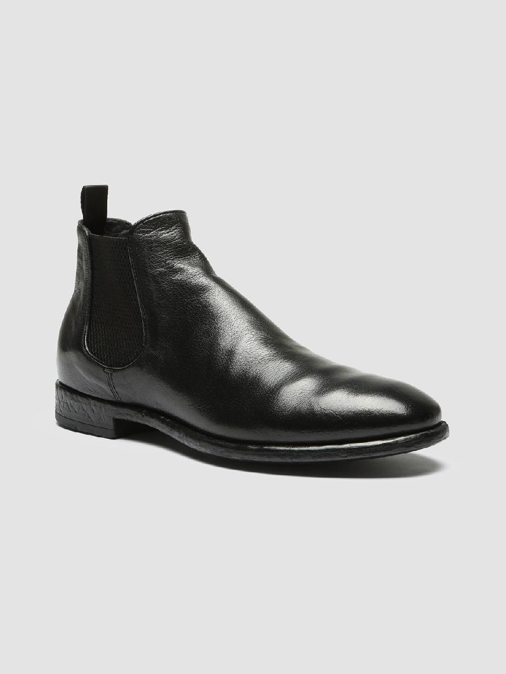 Officine Creative CETON 647 Stivaletti Chelsea in Pelle Nera In Saldo