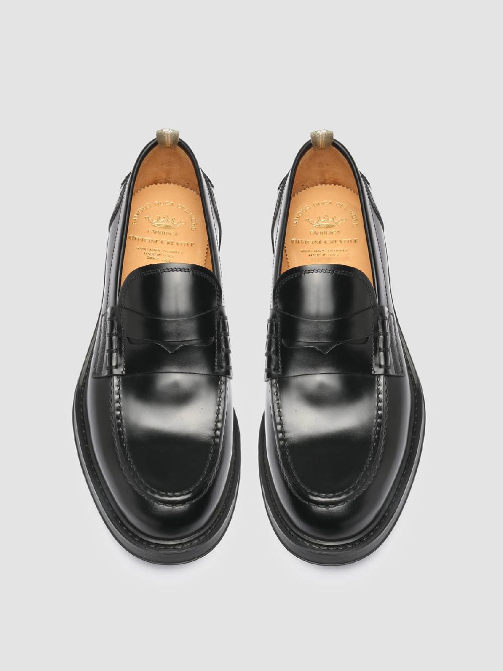 Officine Creative UNIFORM 001 Mocassini Penny in Pelle Nera Negozi Online