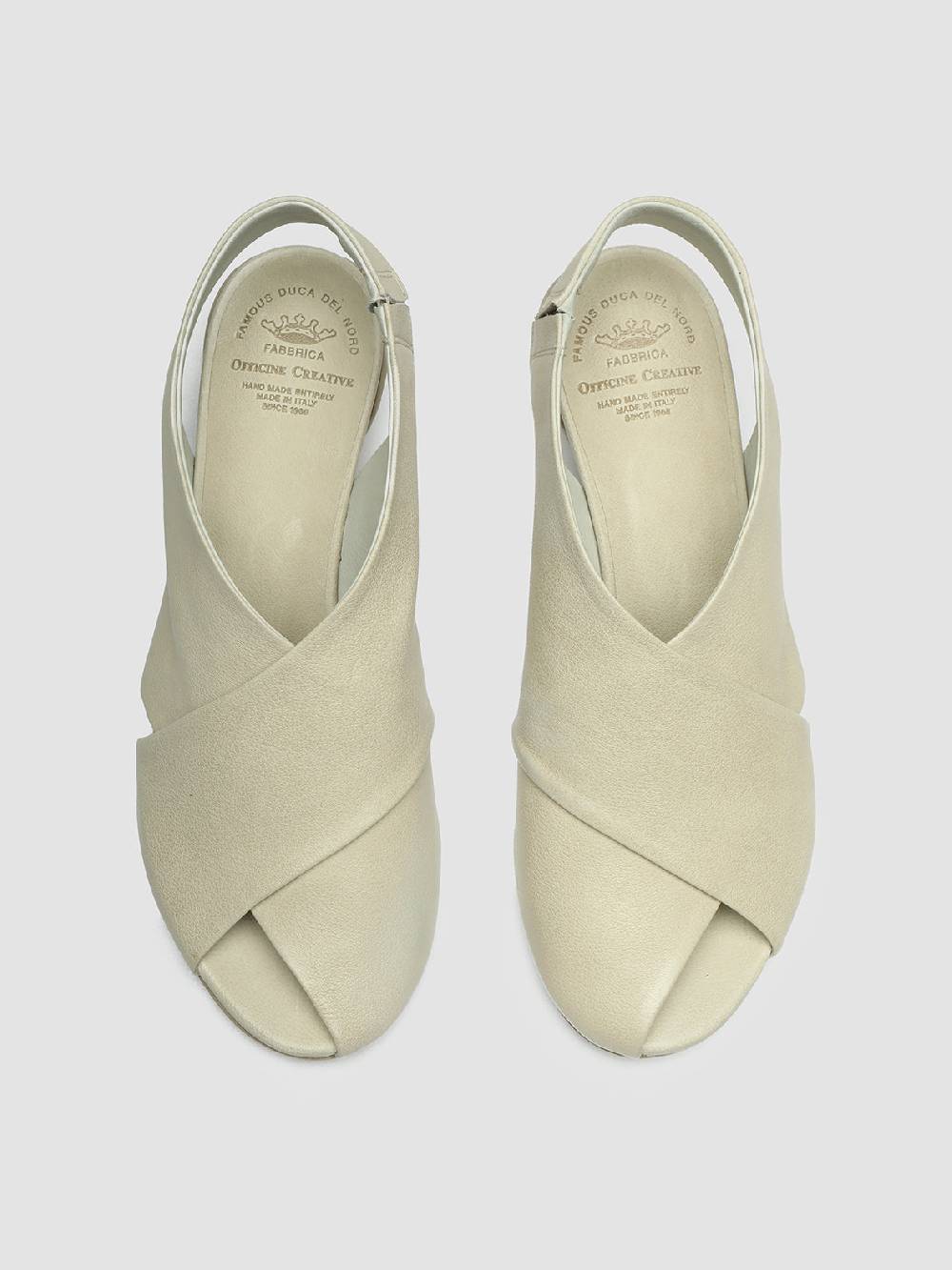 Officine Creative HELYETTE 024 Off White Leather Slide Sandals Outlet