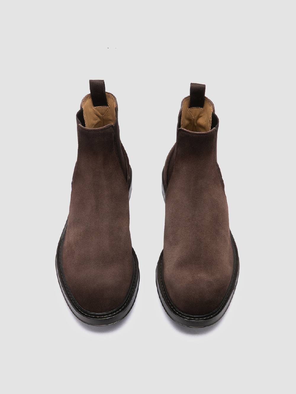 Officine Creative UNIFORM 005 Stivaletti Chelsea in Pelle Scamosciata Marrone Nuova