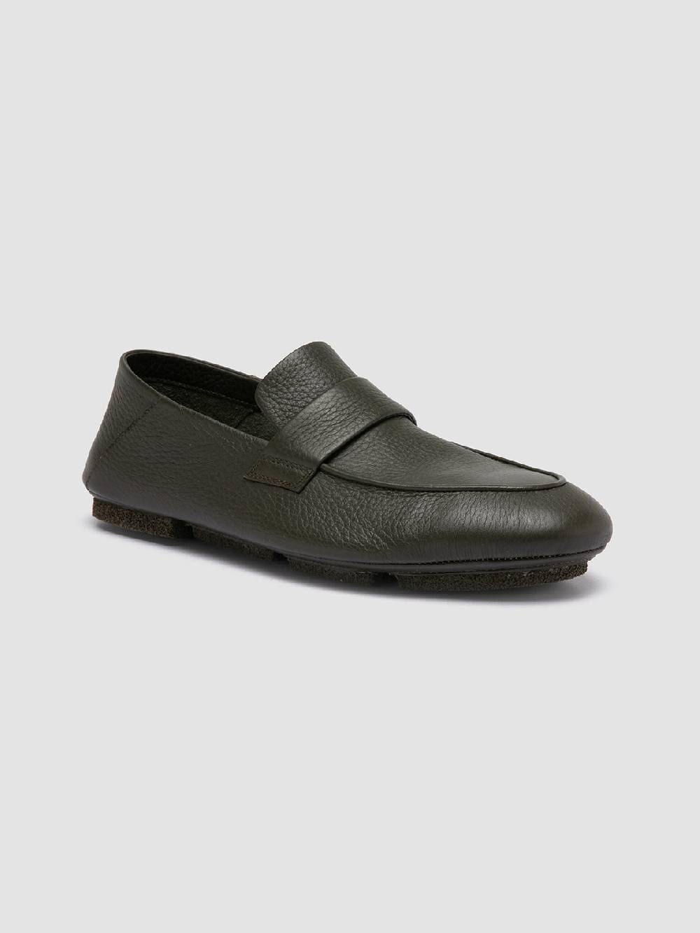 Officine Creative C-SIDE 001 Green Leather Loafers Vendita