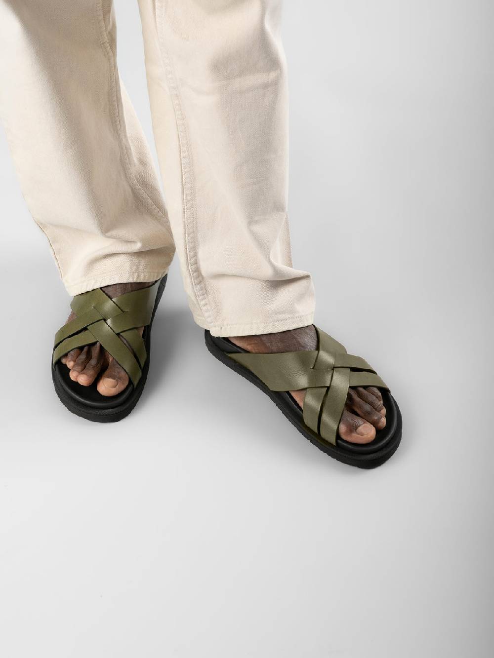 Officine Creative CHARRAT 003 Sandali in Pelle Verde Affare Del Giorno