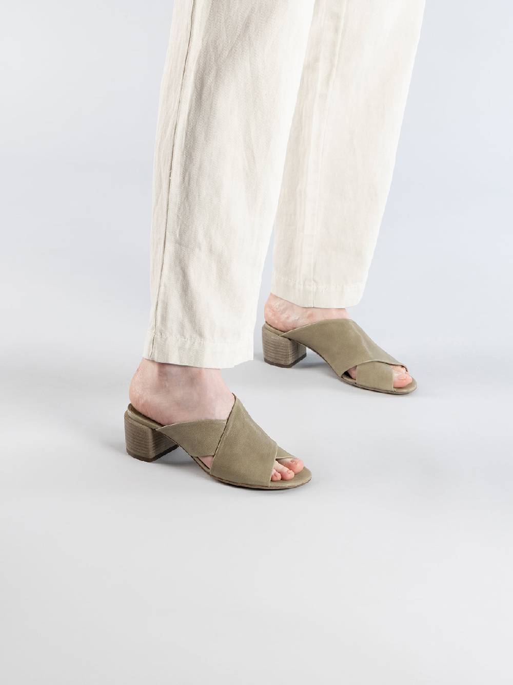 Officine Creative HADRY 007 Sandali Slide in Pelle Verde Vendita Calda