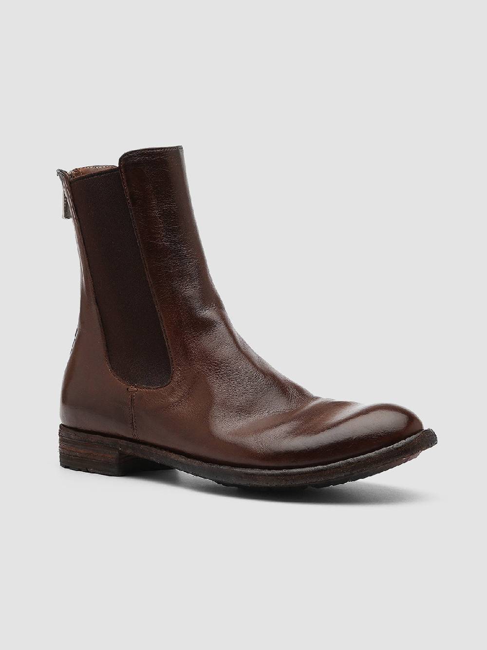 Officine Creative LEXIKON 073 Stivaletti Chelsea in Pelle Marrone Pezzi Unici