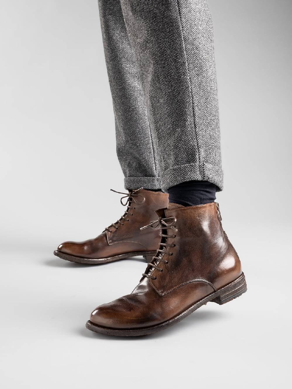 Officine Creative LEXIKON 123 Stivaletti in Pelle Marrone con Zip Promozione