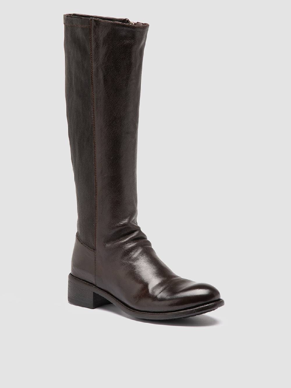Officine Creative LIS 005 Stivali con Zip in Pelle Marrone In Saldo