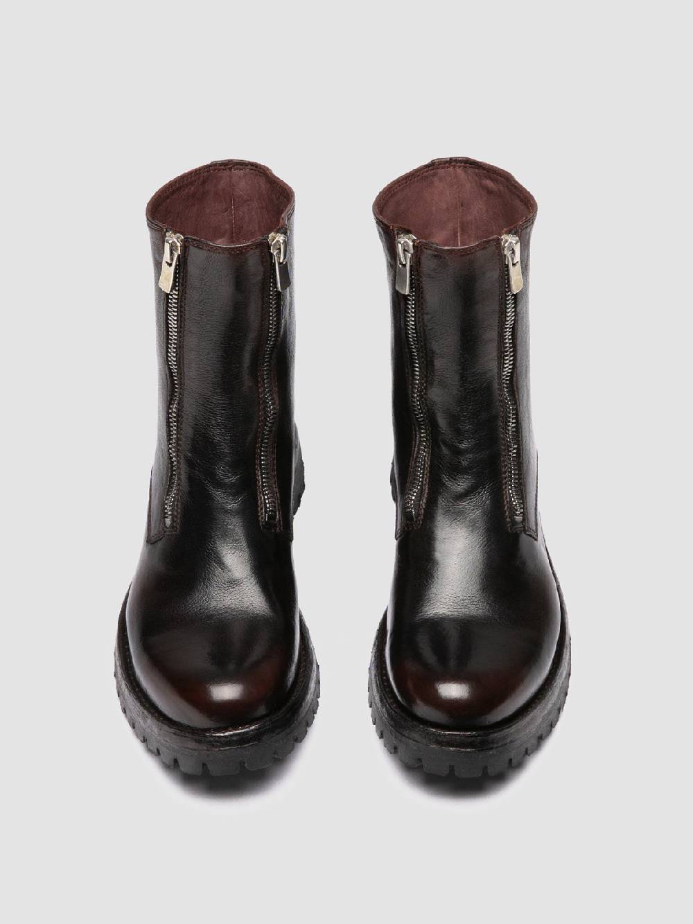 Officine Creative LORAINE 026 Stivali con Zip in Pelle Marrone In Saldo