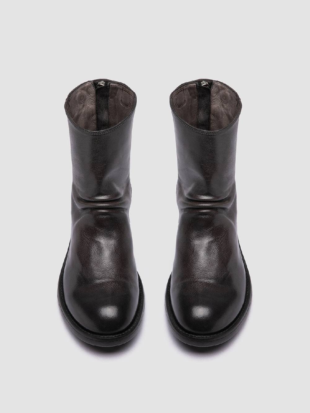 Officine Creative SERGEANT 104 Stivali con Zip in Pelle Grigia Nuovo