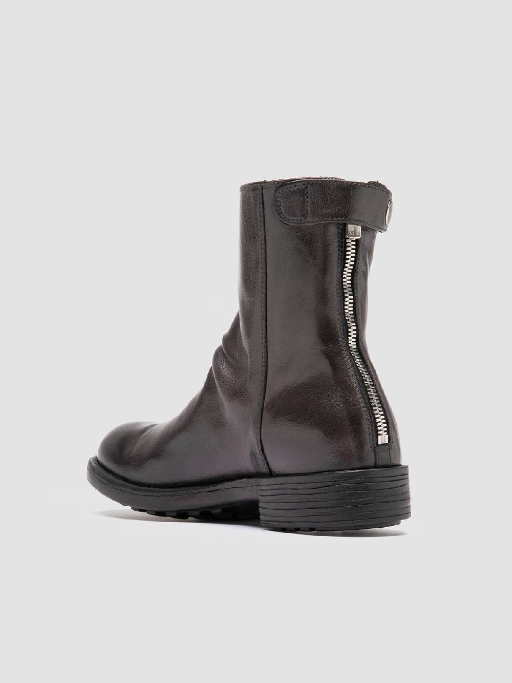 Officine Creative SERGEANT 104 Stivali con Zip in Pelle Grigia Nuovo
