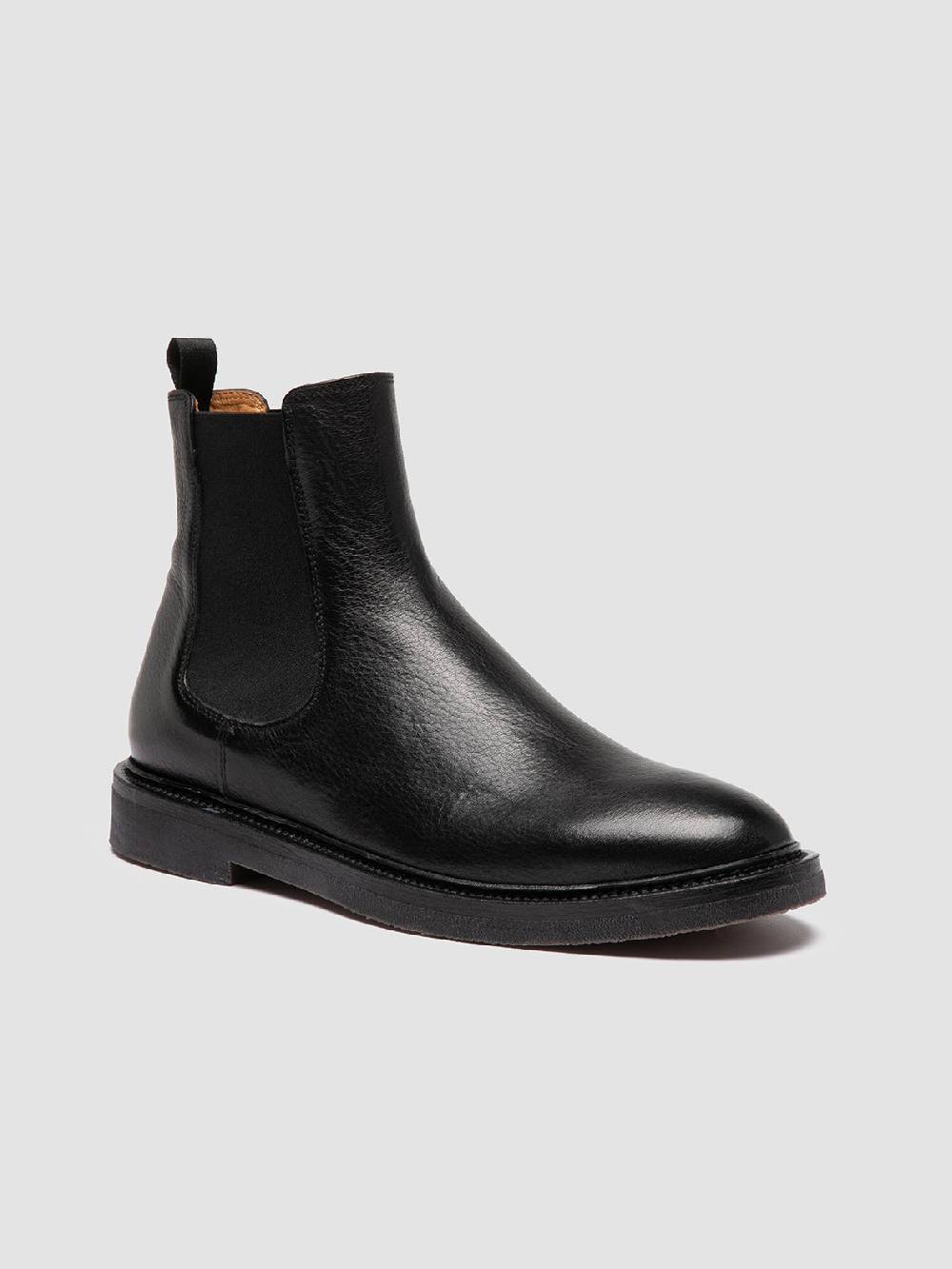 Officine Creative HOPKINS FLEXI 204 Stivaletti Chelsea in Pelle Nera Offerta Pasqua