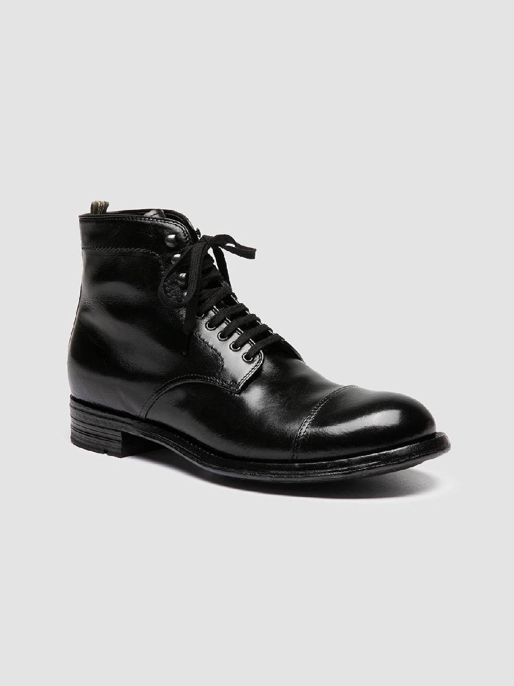 Officine Creative ADMIRAL 005 Stivali Stringati in Pelle Nera Consegna Veloce