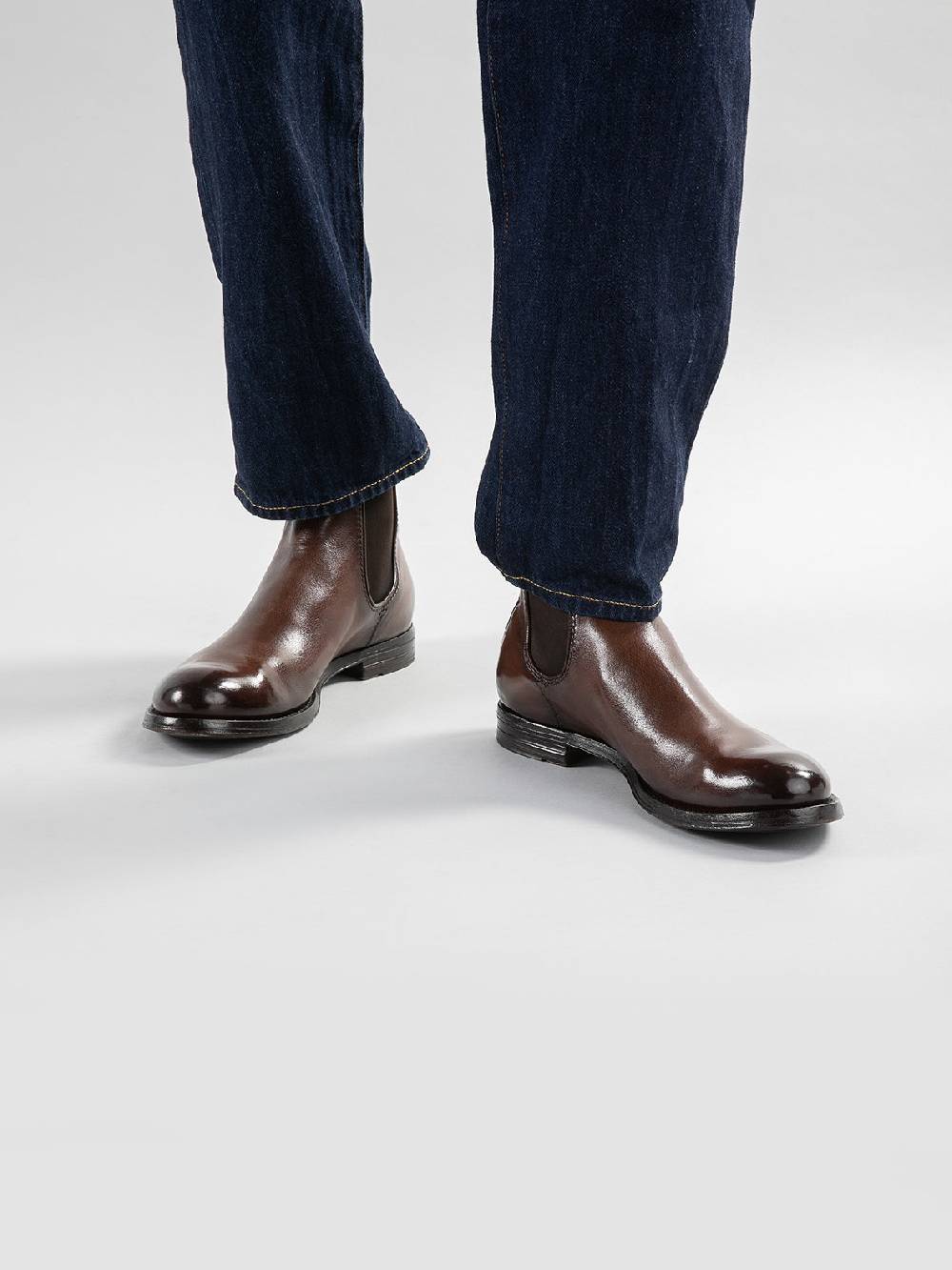Officine Creative ANATOMIA 083 Stivaletti Chelsea in Pelle Nera Saldi