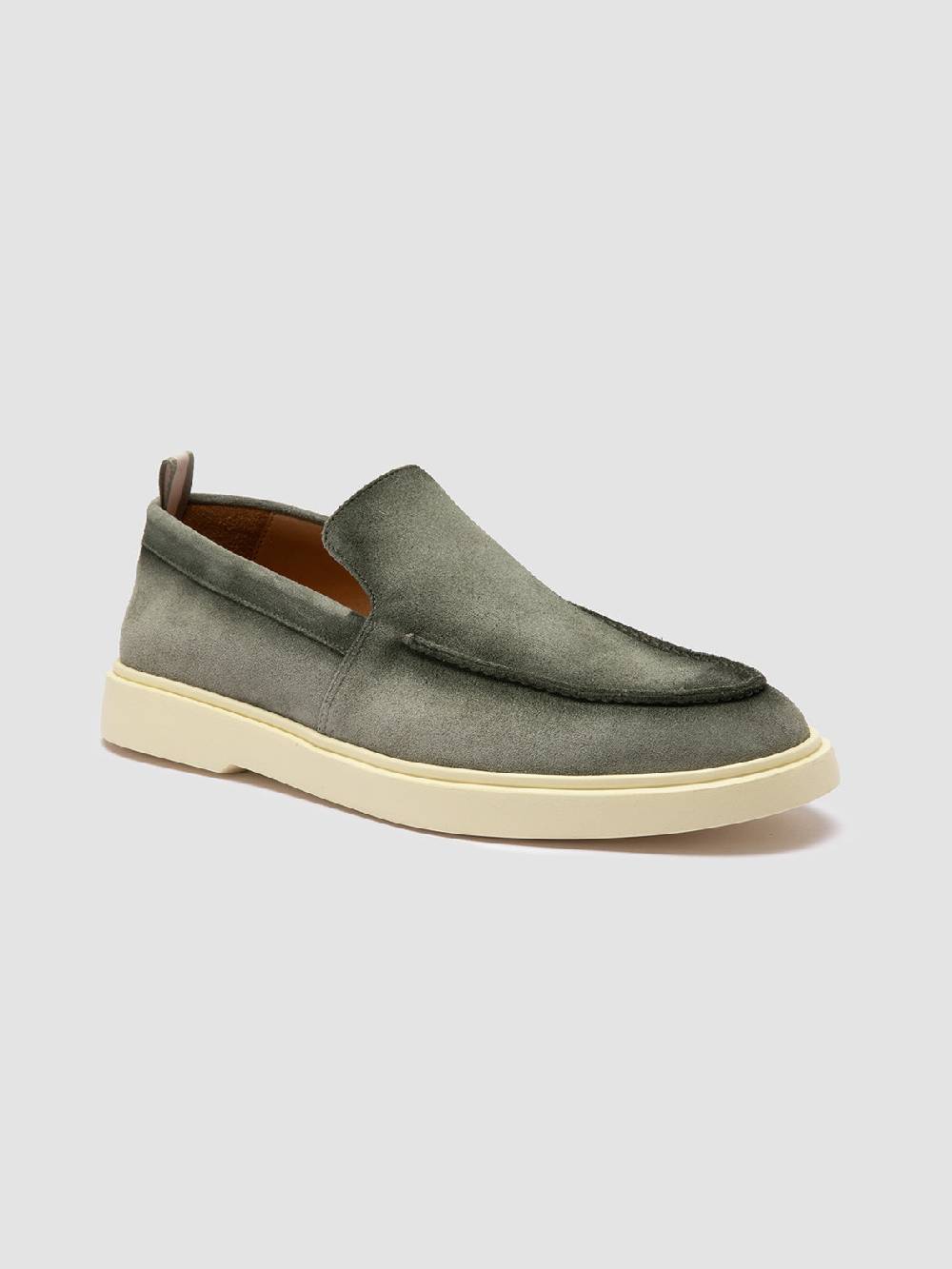 Officine Creative BONES 002 Mocassini in Pelle Scamosciata Verde Qualità