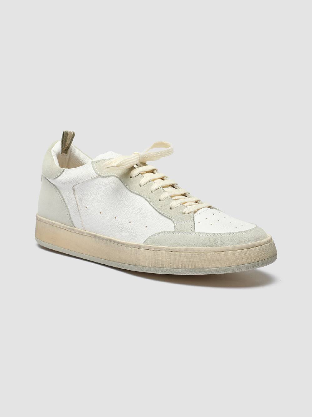 Officine Creative MAGIC 001 Sneakers in Pelle e Camoscio Bianco In Vendita