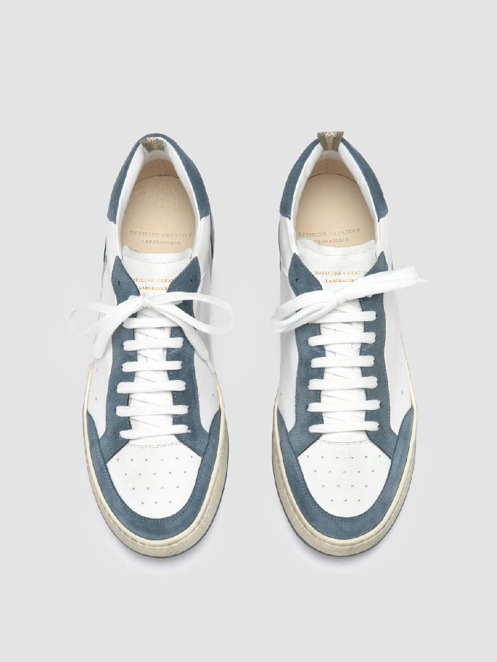 Officine Creative MAGIC 001 Sneakers Basse in Pelle e Camoscio Bianca Hotsell