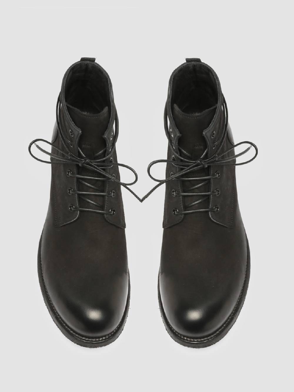 Officine Creative BUBBLE 003 Stivali in Pelle Nera con allacciatura Nuova