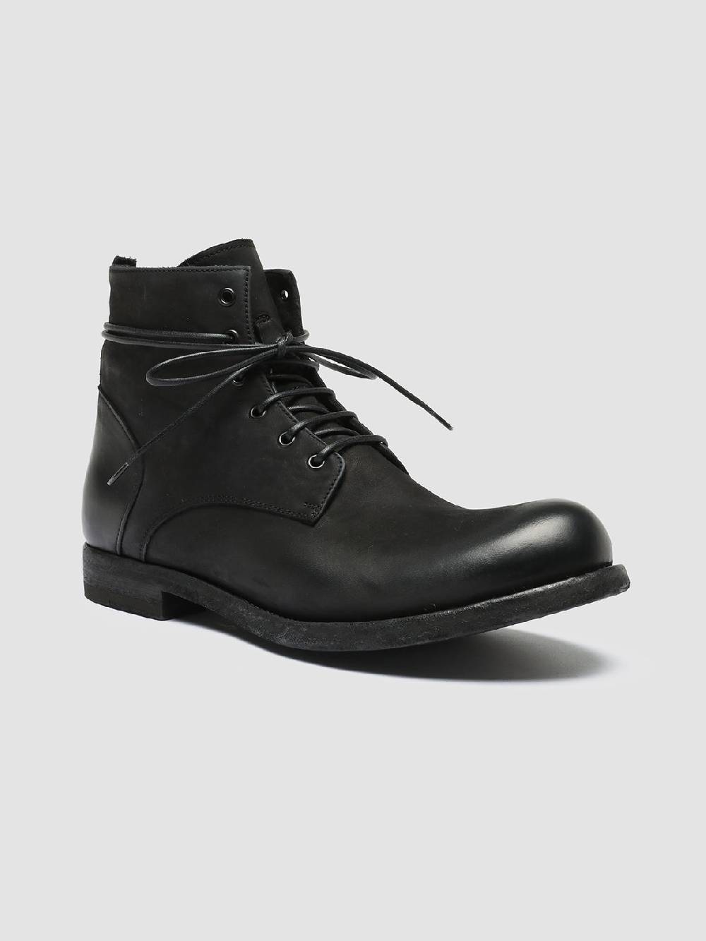 Officine Creative BUBBLE 003 Stivali in Pelle Nera con allacciatura Nuova