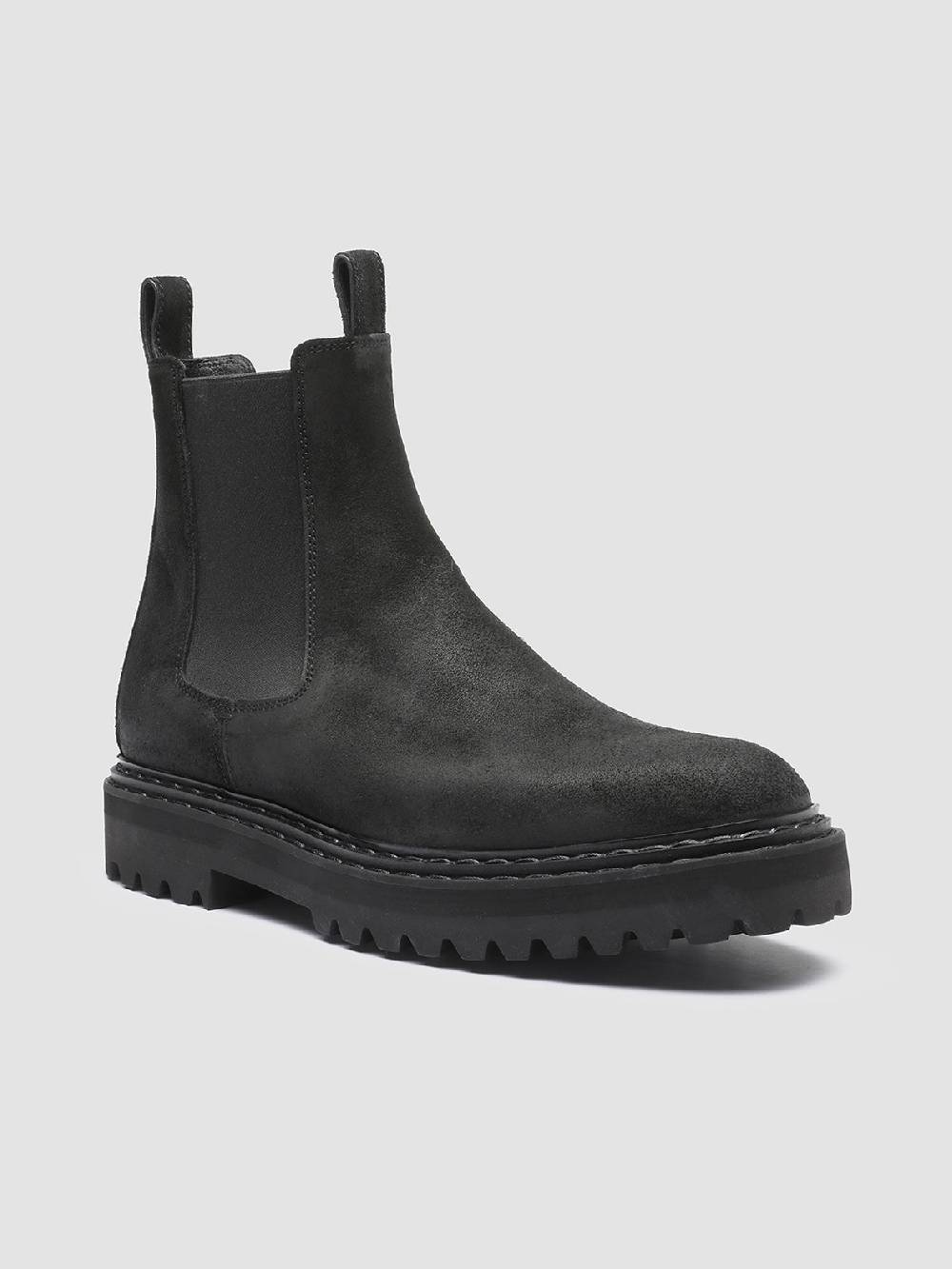 Officine Creative PISTOLS 003 Stivaletti Chelsea in Pelle Scamosciata Nera Nuovo