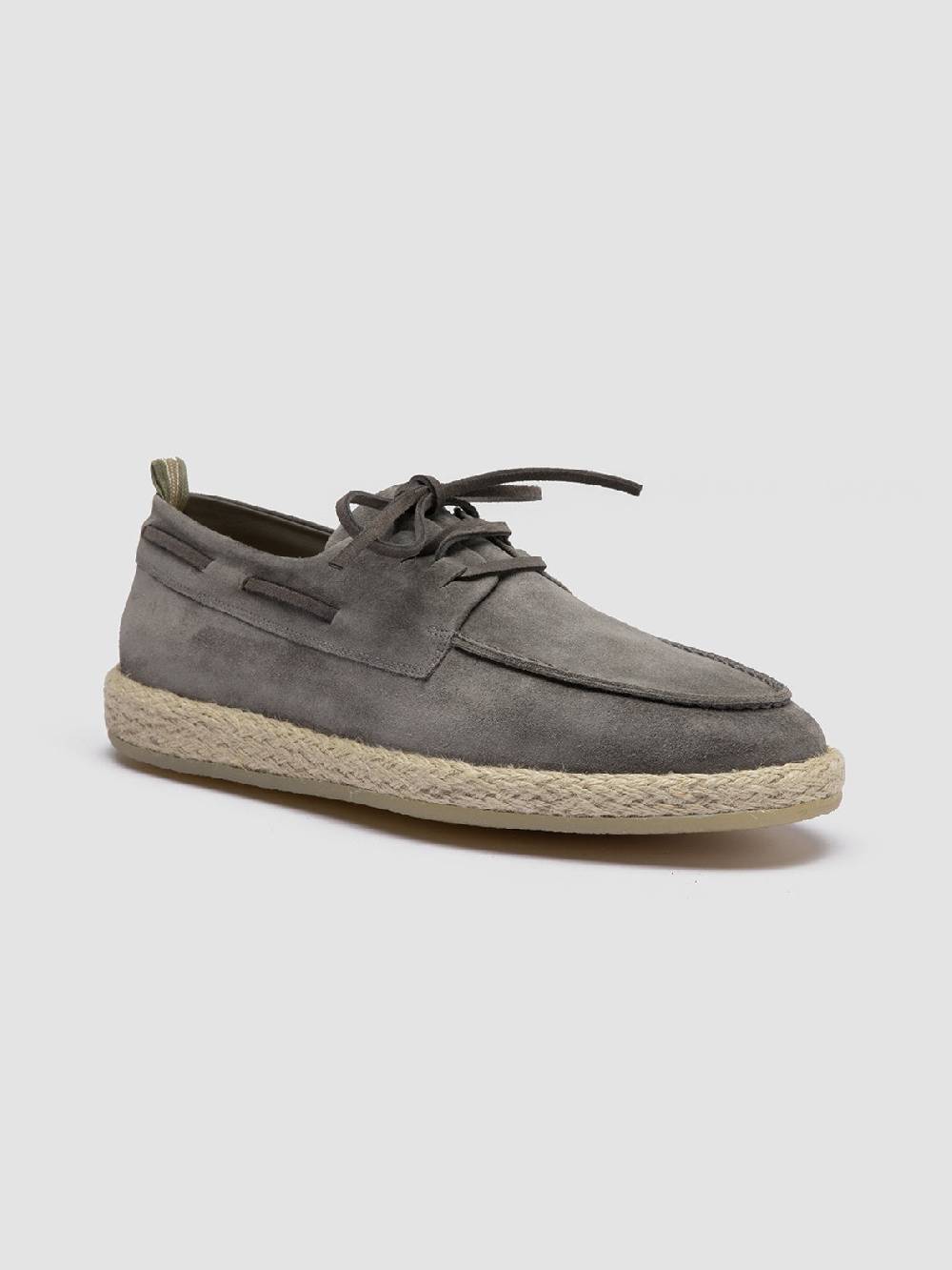 Officine Creative ROPED 005 Scarpe da barca in Pelle Scamosciata grigia Sconto