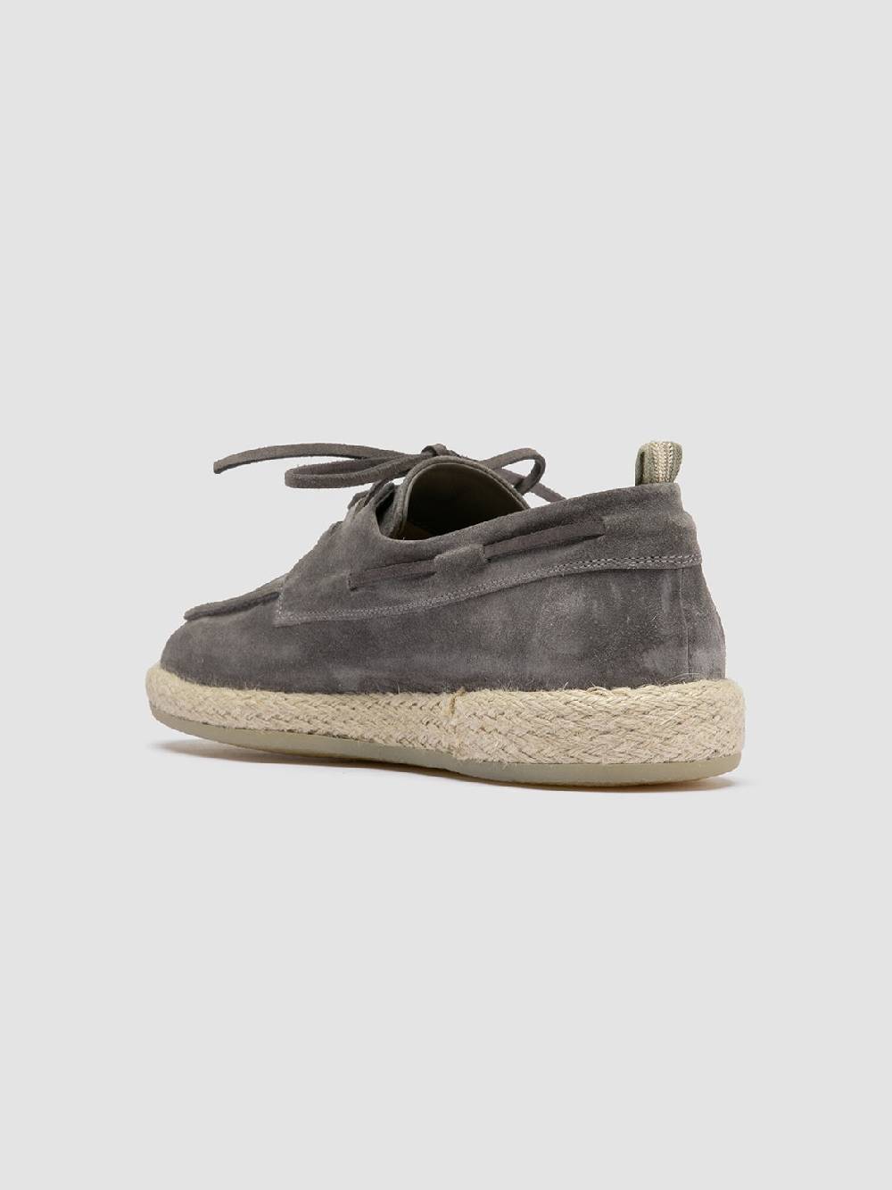 Officine Creative ROPED 005 Scarpe da barca in Pelle Scamosciata grigia Sconto