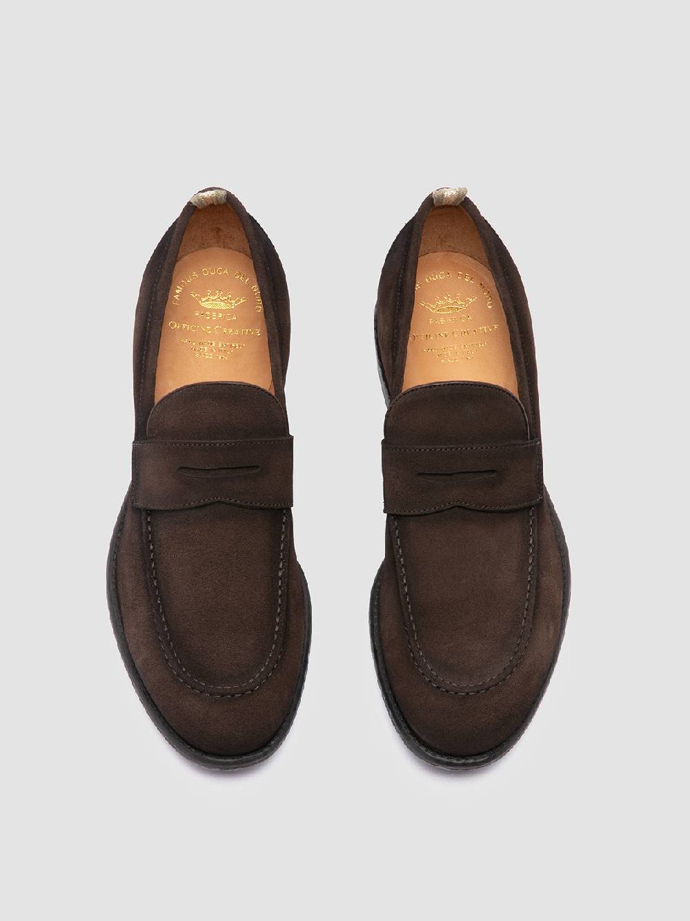 Officine Creative EMORY 024 Mocassini in Pelle Scamosciata Marrone Saldi Di Fabbrica