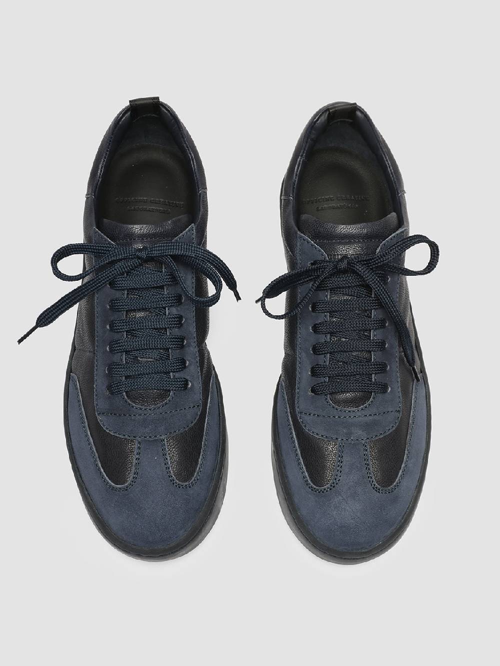 Officine Creative KOMBINED 001 Sneaker Basse in Camoscio e Pelle Blu In Linea