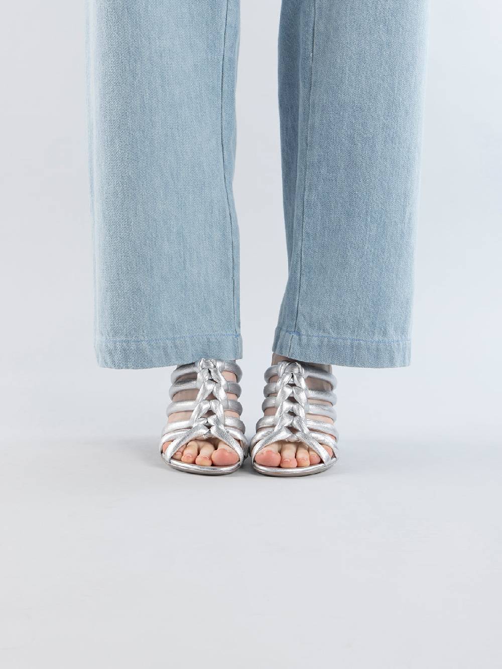Officine Creative ESTHER 026 Sandali Slide in Pelle Argento Offerta