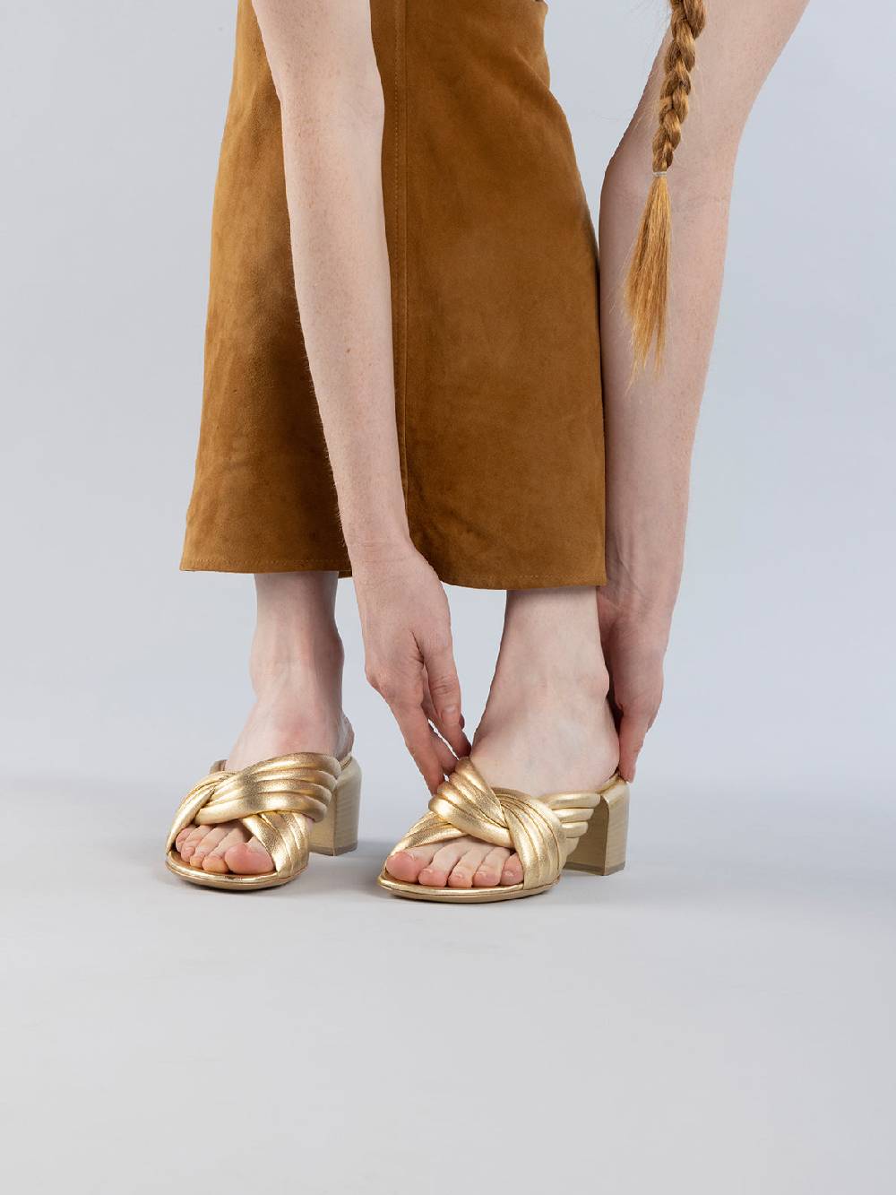 Officine Creative ETHEL 022 Sandali Slide in Pelle Oro In Vendita