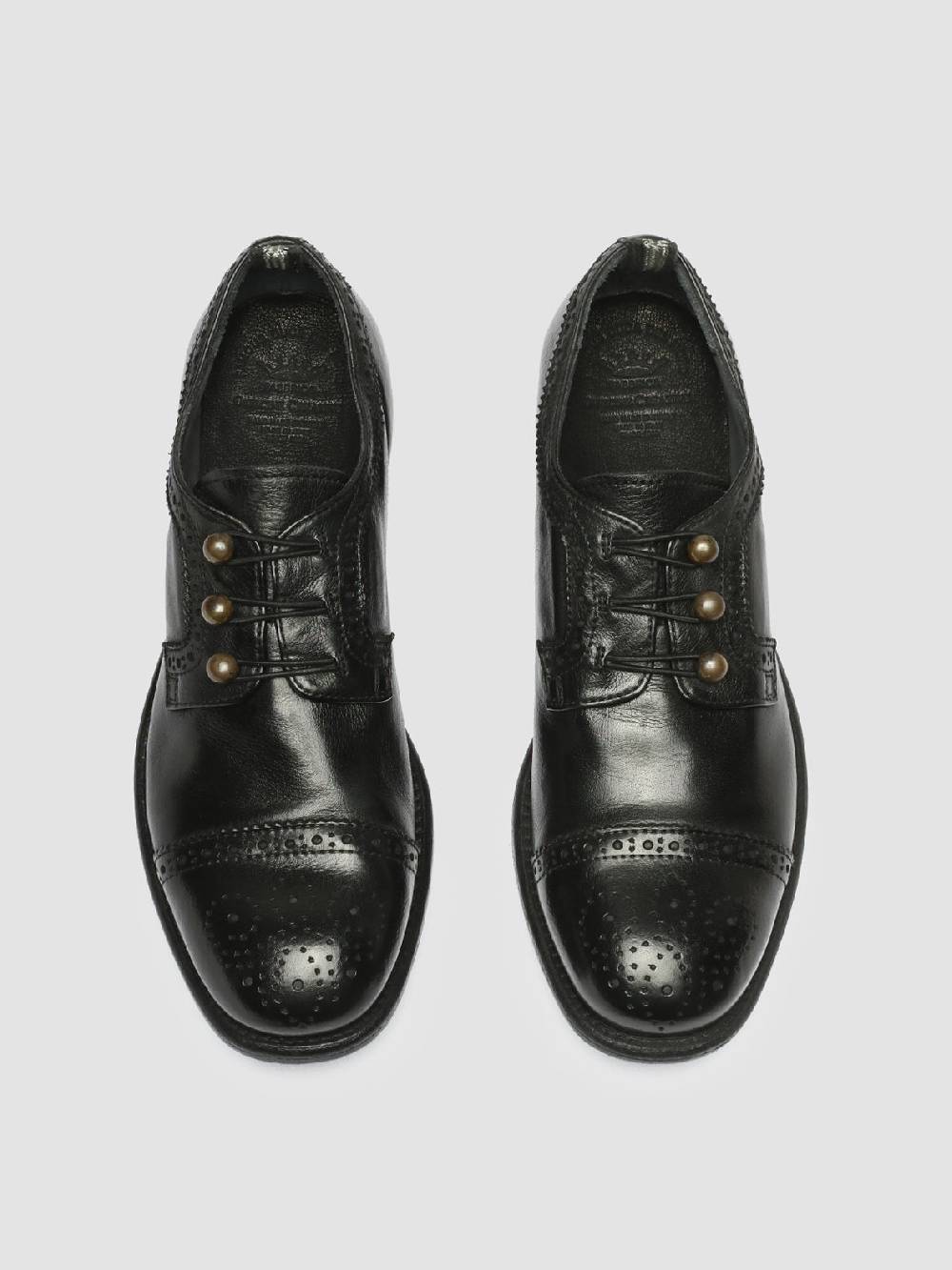 Officine Creative CALIXTE 022 Derby con Motivo Brogue in Pelle Nera Shopping Online