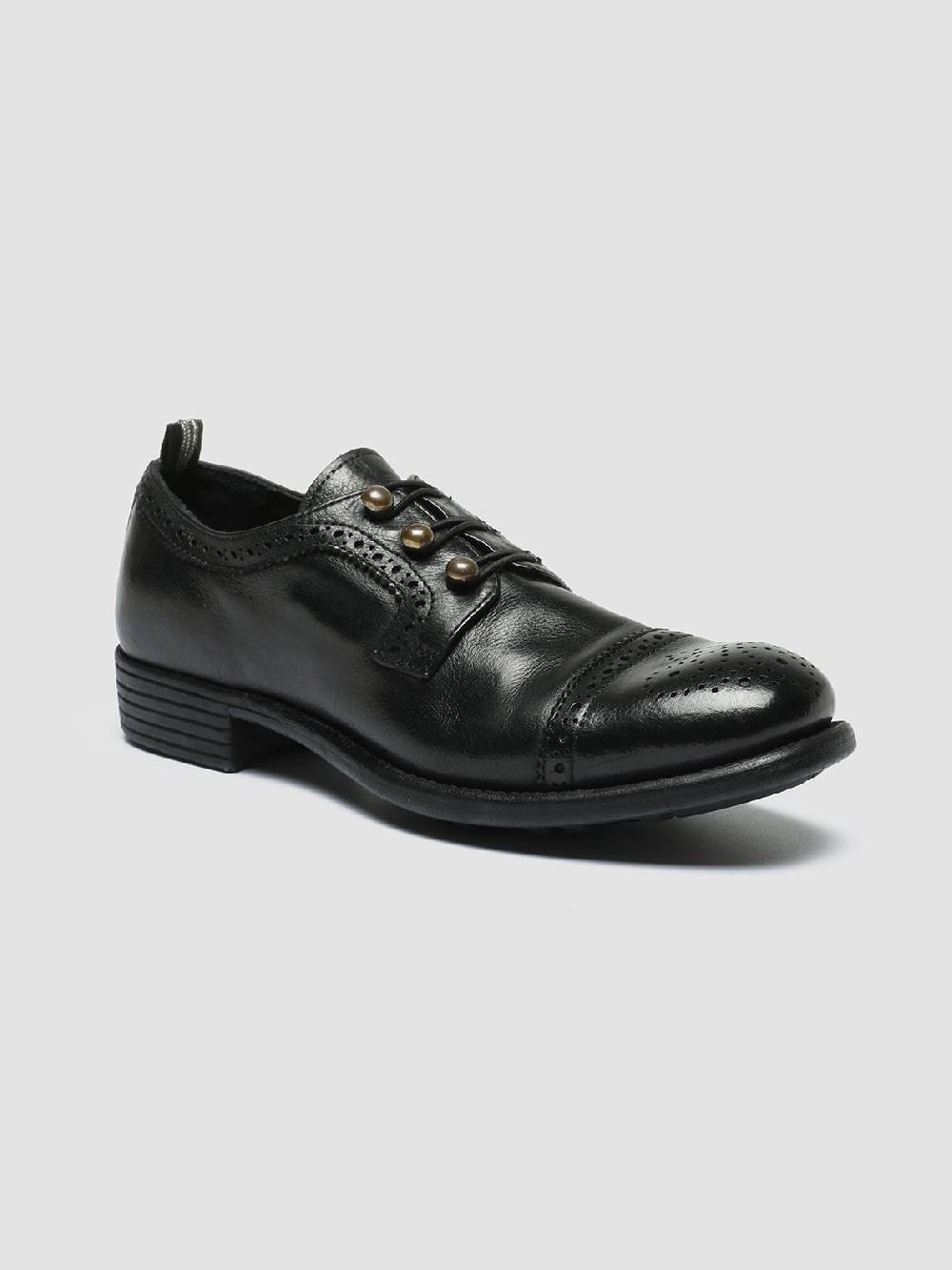 Officine Creative CALIXTE 022 Derby con Motivo Brogue in Pelle Nera Shopping Online