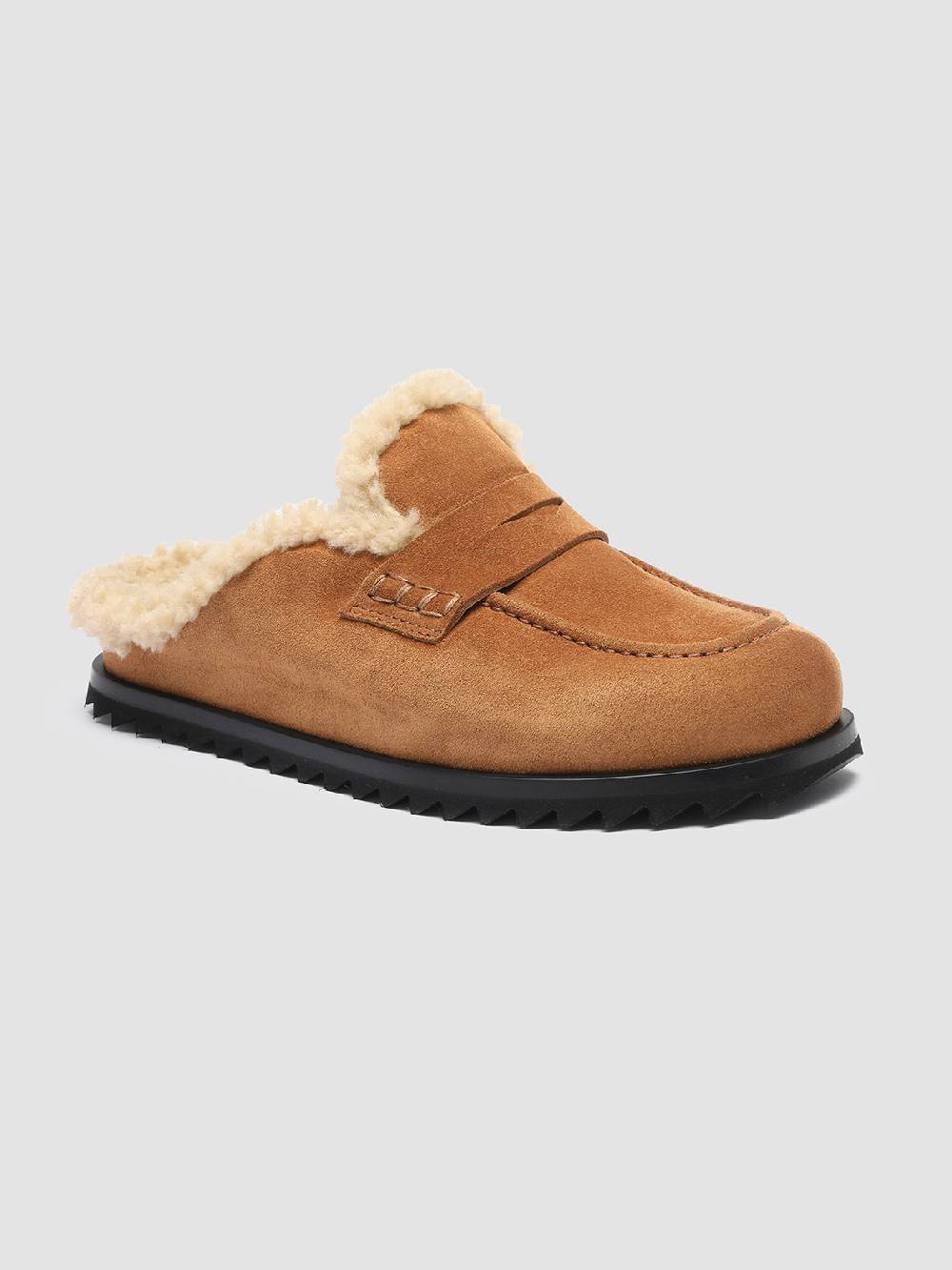 Officine Creative PELAGIE D’HIVER 007 Sabot in Pelle Scamosciata Marrone e montone Presa