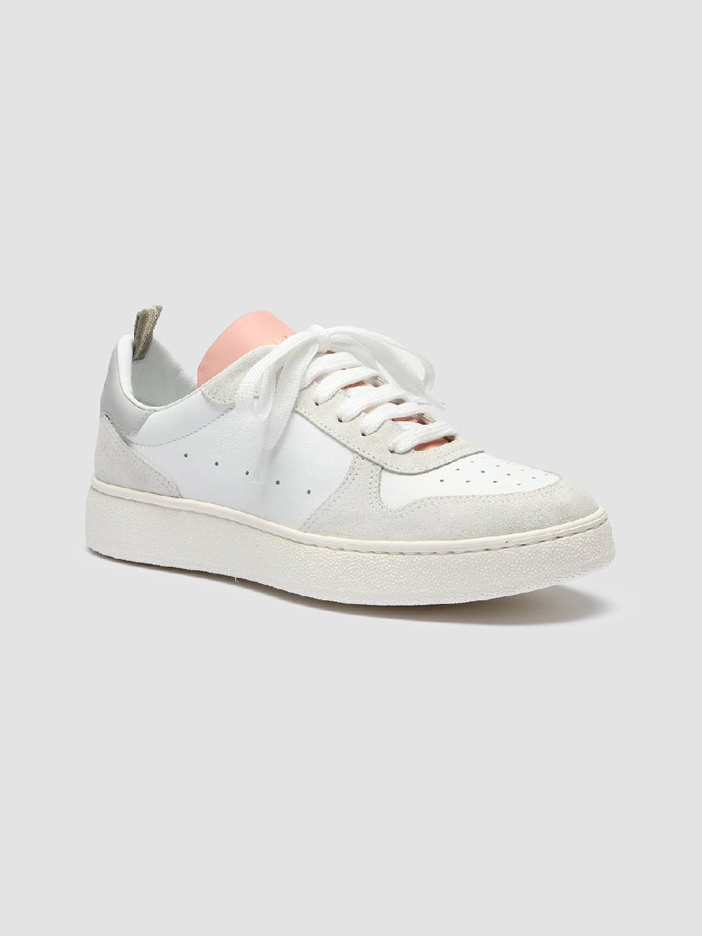 Officine Creative MOWER 110 Sneakers in Pelle Liscia e Scamosciata Bianca Nuovo