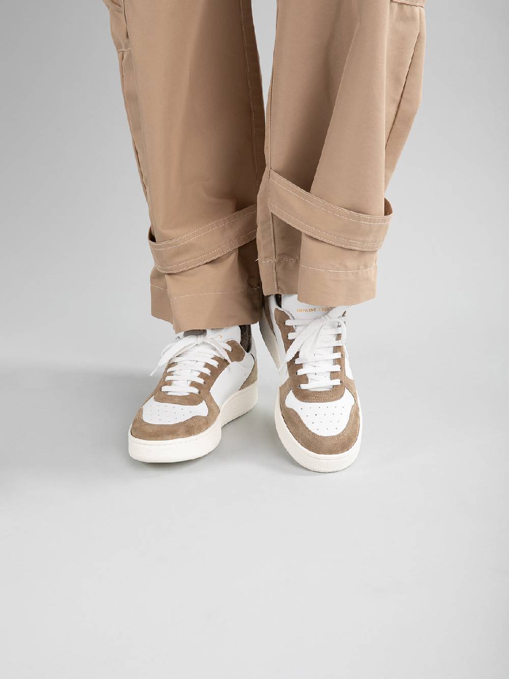 Officine Creative MOWER 110 Sneakers in Pelle Liscia e Scamosciata Bianca Nuovo