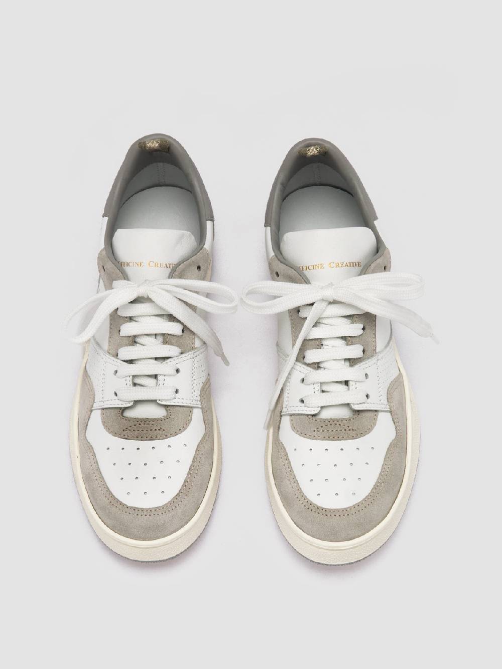 Officine Creative MOWER 120 Sneakers Basse in Pelle e Camoscio Bianca Comprare a buon mercato