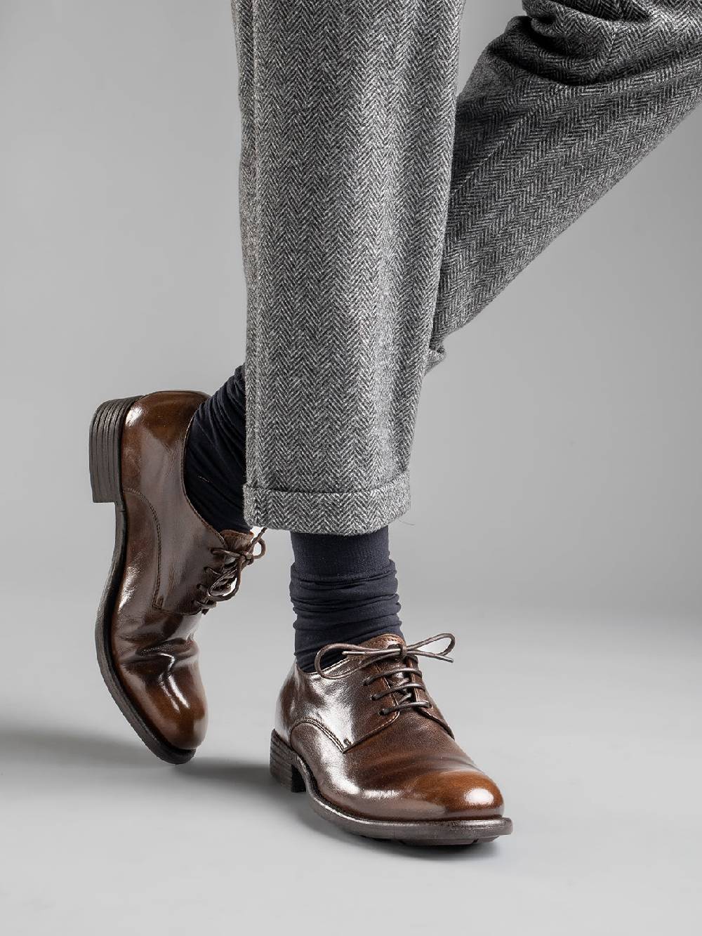 Officine Creative CALIXTE 001 Derby in Pelle Marrone Sottocosto