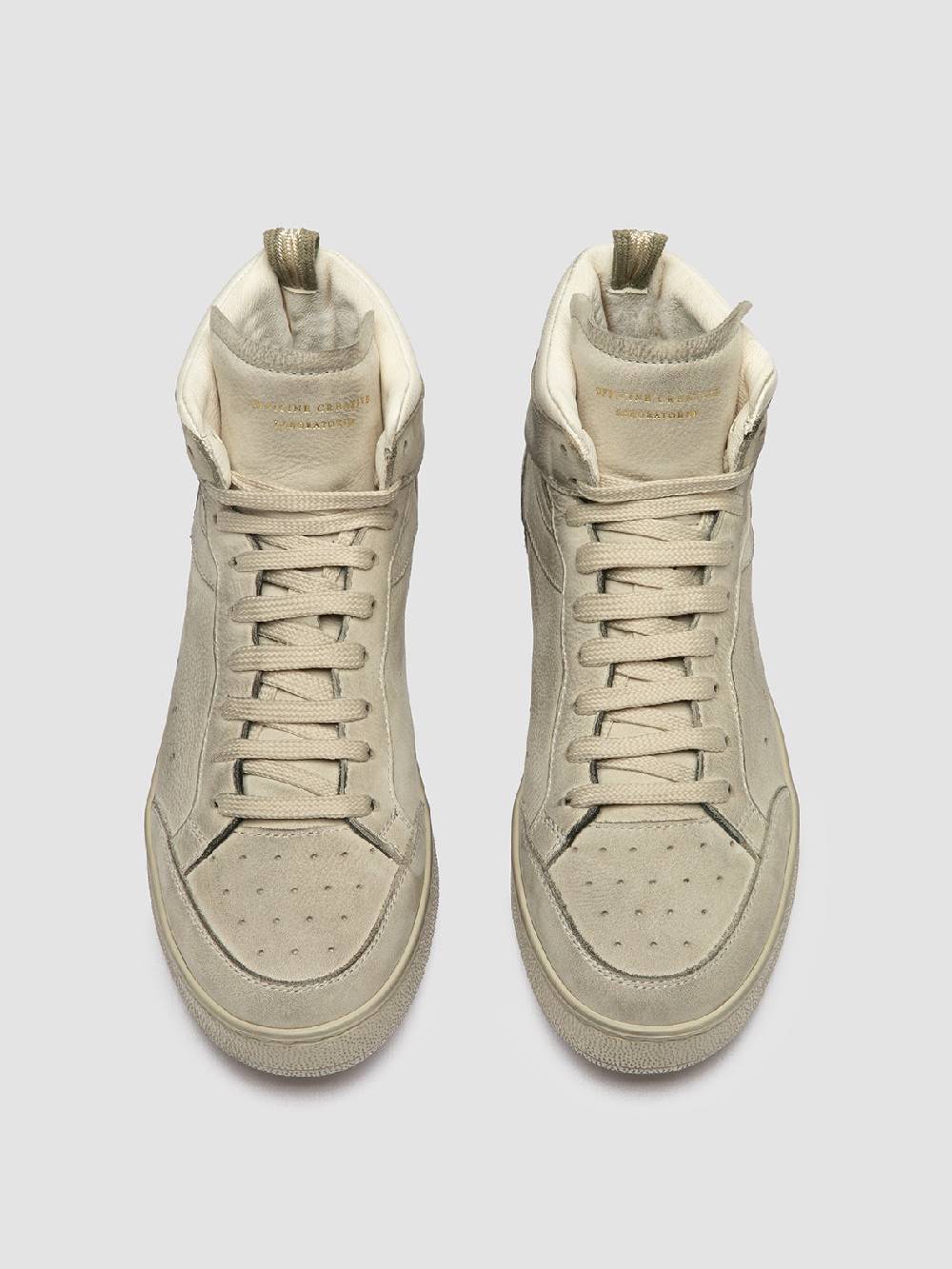 Officine Creative THE ANSWER 108 Sneaker Alte in Nabuk Bianco Sporco Vendita Economica
