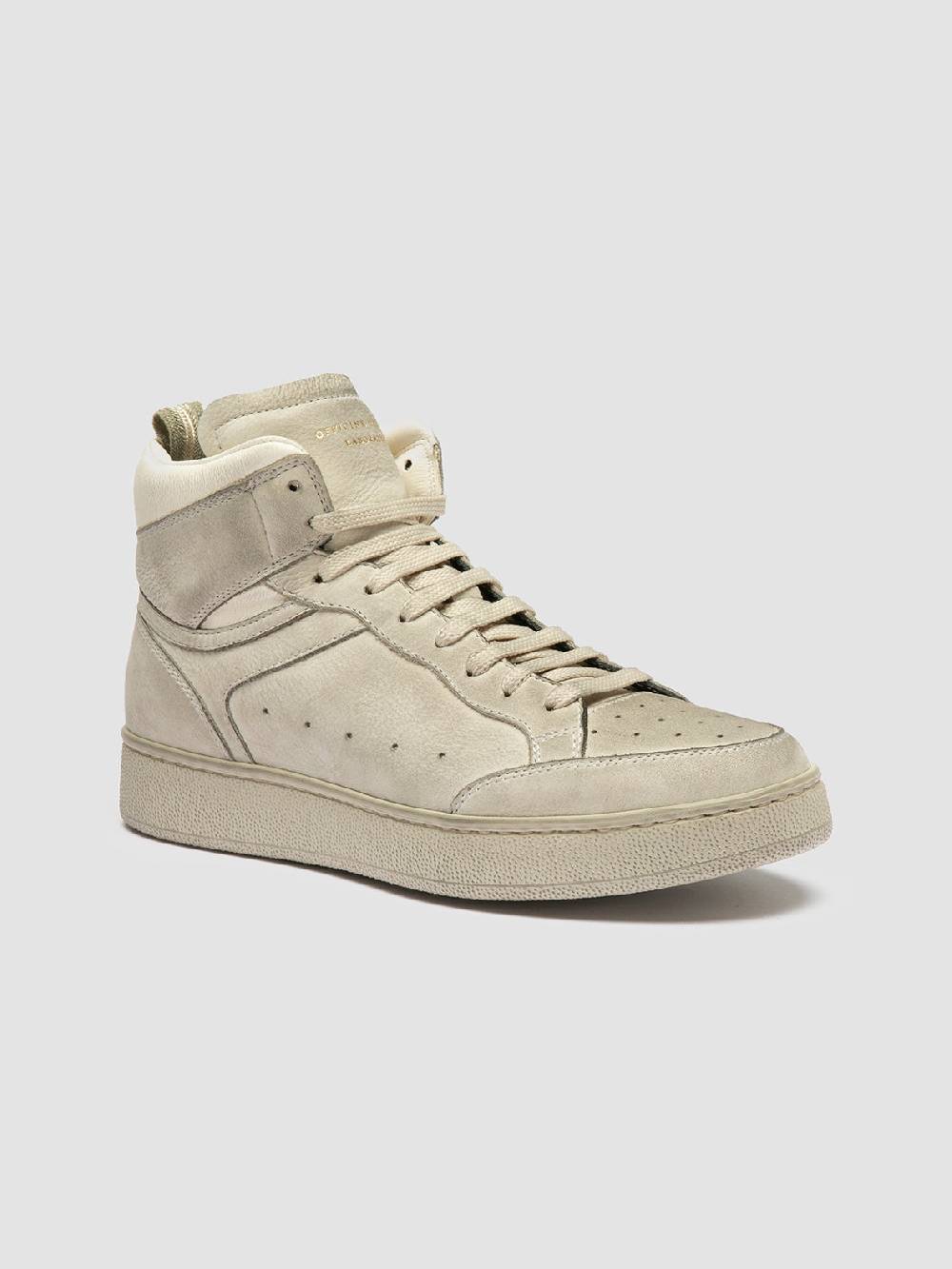 Officine Creative THE ANSWER 108 Sneaker Alte in Nabuk Bianco Sporco Vendita Economica